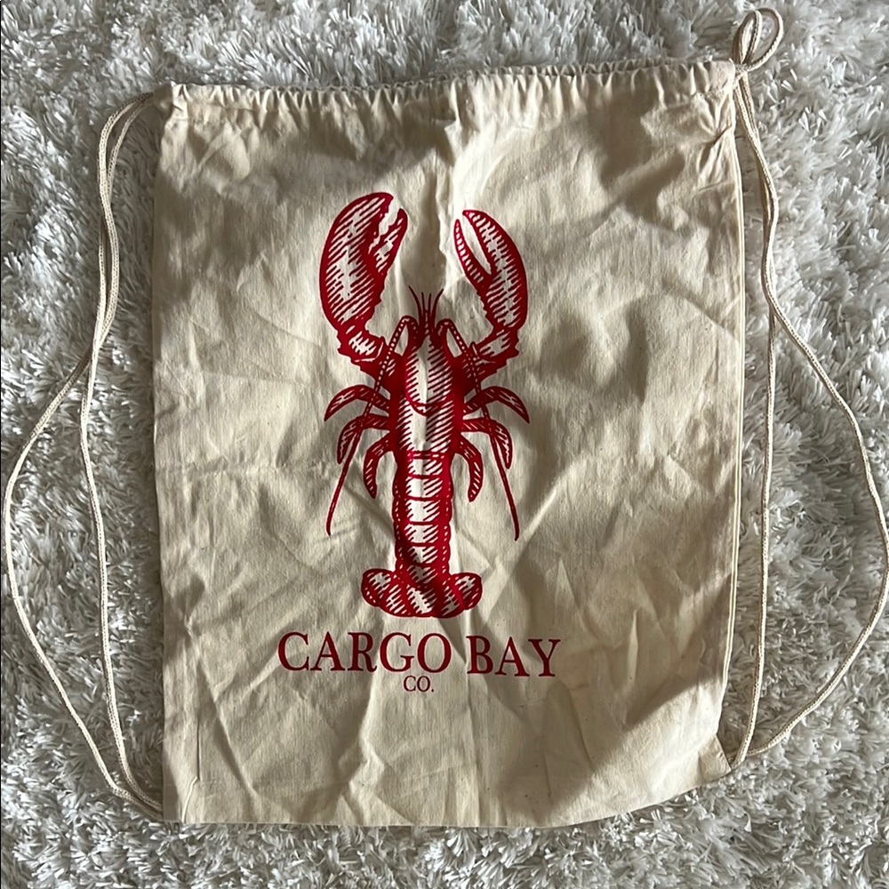 Cargo Bay Co. Tan and Red Backpack with Lobster from Portland, Maine